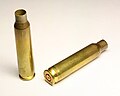 Bullet casings of a 5.56 x 45mm NATO cartridge