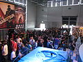 A waiting crowd at the Gamescom 2009 at the booth of Electronic Arts