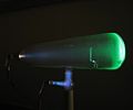 A Crookes tube with a lying cross in use